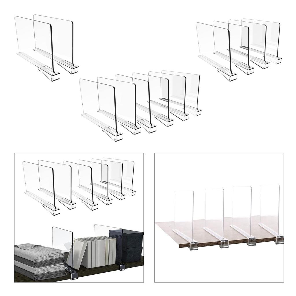 Shelf Dividers Separators Adjustable Acrylic Multi Purpose Closet Organization Closet Dividers for Bedroom Kitchen Cabinets