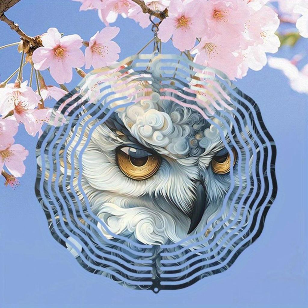 Классическая Фэнтези Сова Металлический Колокольчик Ветра Синий Белый Кинетический Подвесной Декор для Открытого Сада Патио Рождественский Подарок на День Благодарения Не Требуется Электричество