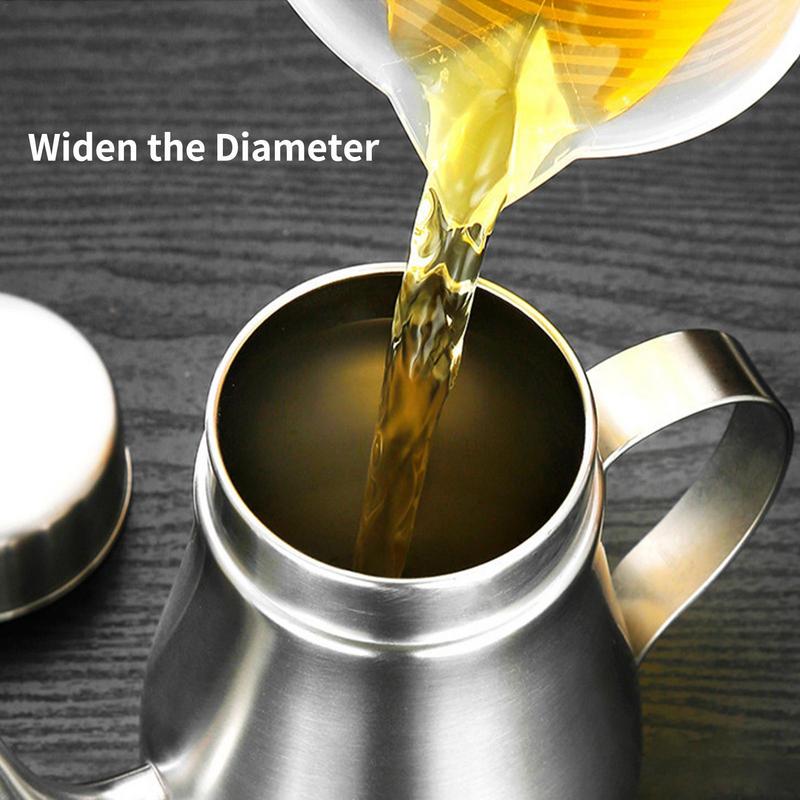 Контейнер для масла для готовки из нержавеющей стали, не капающий контейнер для масла 13 унций, дозатор масла пищевого класса, многофункциональная масленка для оливкового масла