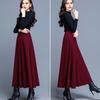 Women Maxi Skirt Elastic High Waist Large Hem A-Line Skirt with Pockets Solid Color Swing Skirt Streetwear