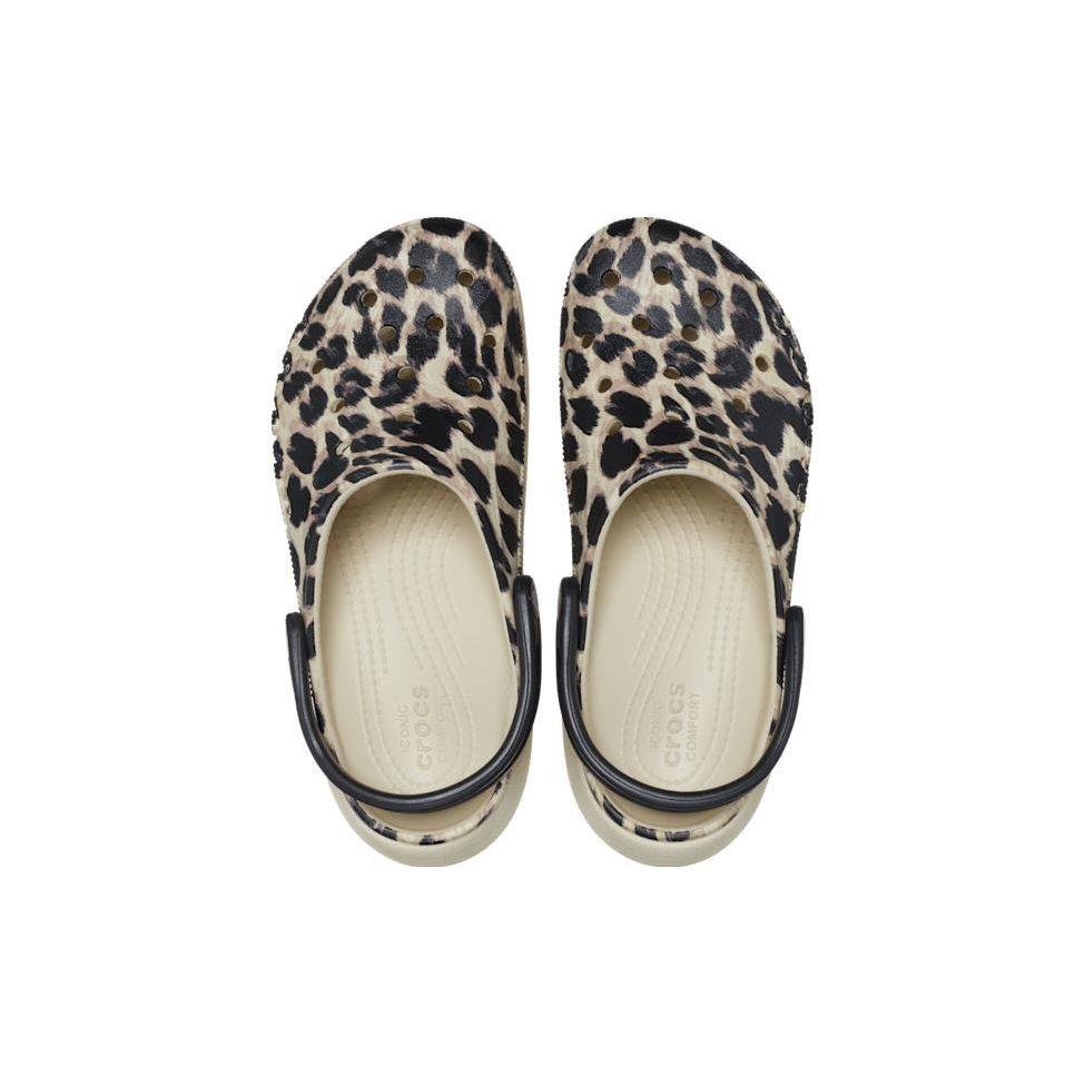 Crocs Платформа Baya Сабо с животным принтом EVA Удобные сабо Женские сабо Леопардовый принт 208712-90L