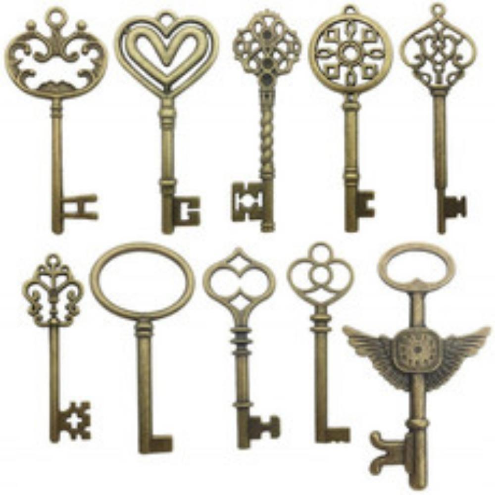 Vintage Key Pendant, Mixed, 12 Pieces/pack, DIY Antique Bronze Key Accessory, Notebook Pendant