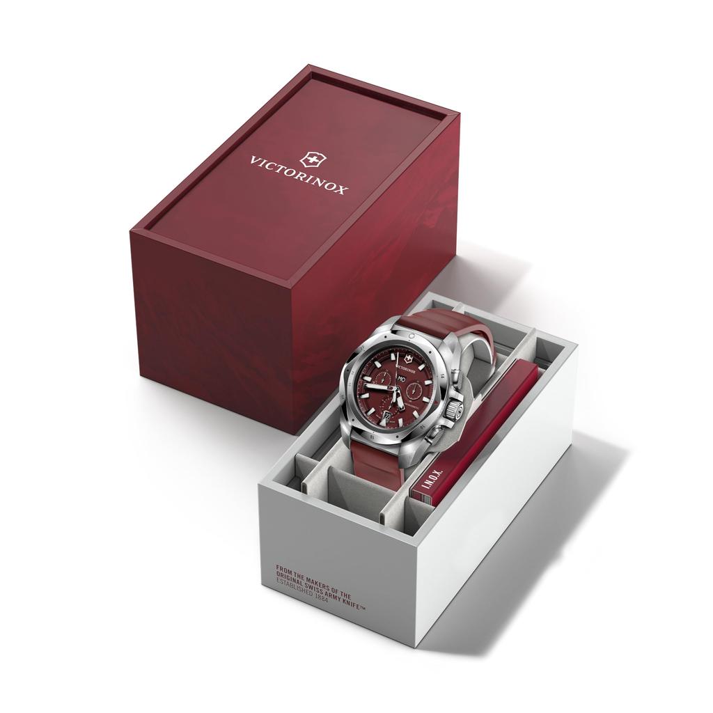Victorinox CHRONO Корпус из переработанной нержавеющей стали Красный Красный резиновый Покрытие Водостойкий Безель I.N.O.X. Часы, Хронограф, (316L), Циферблат, Ремешок, Устойчивый,