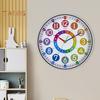 Silent Non-Ticking Wall Clock Scientific Design Easy To Read Battery Operated Colorful Teaching Time Clock Kids Learning Tool