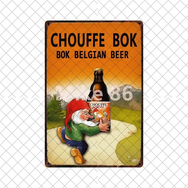 [ Mike86 ] Бельгийское пиво La Mc Cherry Chouffe Bok Soleil Металлическая жестяная табличка Настенный плакат Жестяная картина Украшение для паба S-02 20*30 СМ