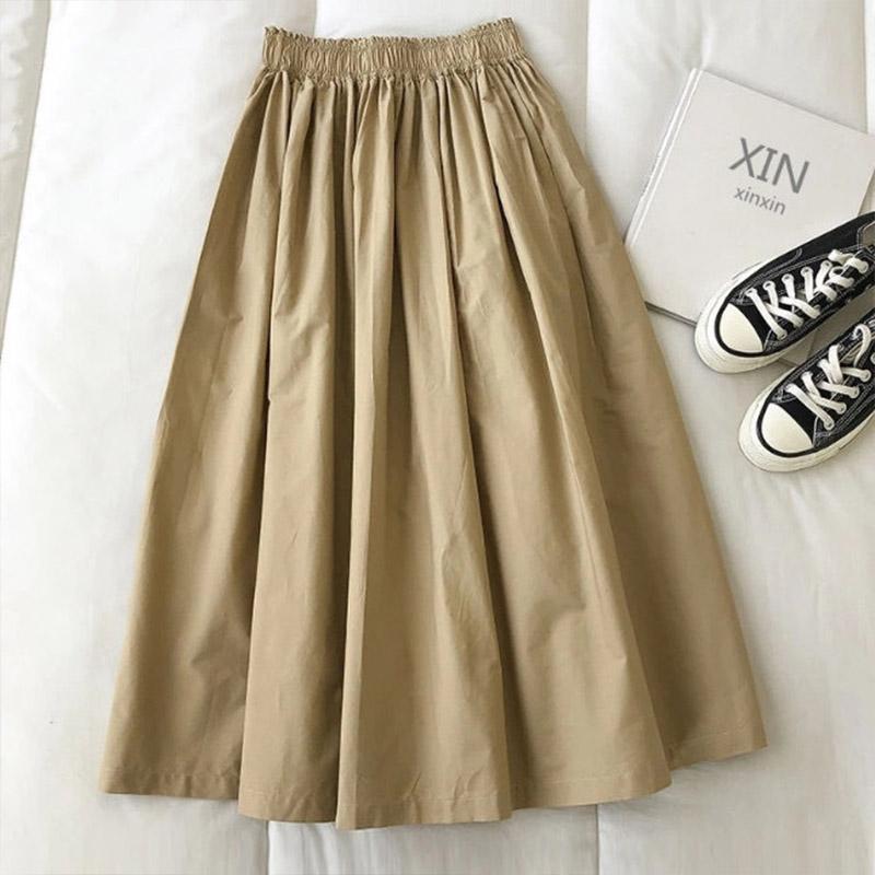 Женская белая длинная юбка Модные карманы Плиссированные юбки до колена Осень 2024 Новые Повседневные Элегантные С высокой талией А-силуэта Женские юбки