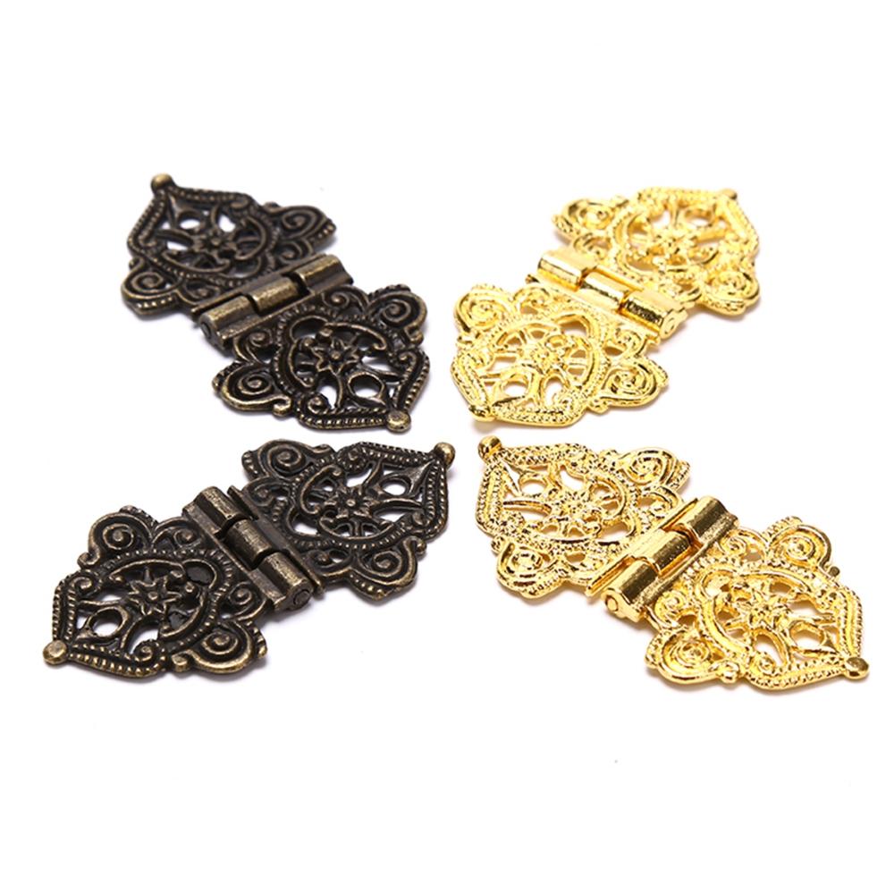Door Wooden Box Lace Zinc Zinc Alloy Mini Chinese Style Antique Butt Hinges Hollow Flower Furniture Hardware