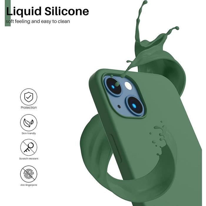 Coque - E.F.CONNECTION - pour iPhone 14 Plus - Silicone TPU - Souple - Vert Nuit