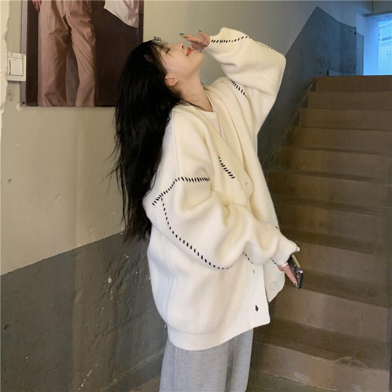 Весенние и осенние кардиганы «Ленивый ветер» Мягкий восковой сладкий свитер в студенческом стиле Свитер-кардиган Студентка Корейский стиль Свободная одежда Верхнее пальто