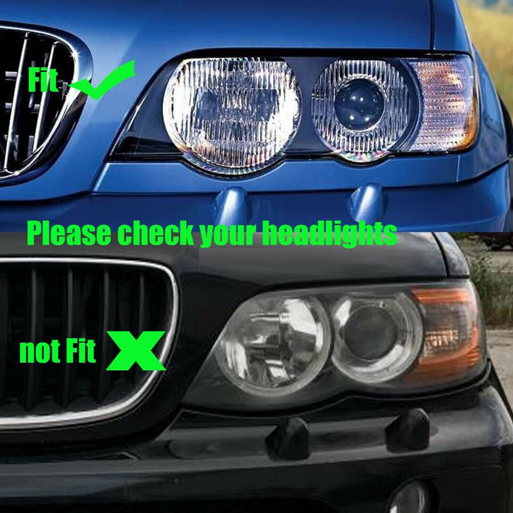 1 Pair Car Glossy Black Double Line Front Bumper Kidney Grill Grille For BMW E53 X5 1999 2000 2001 2002 2003 Car