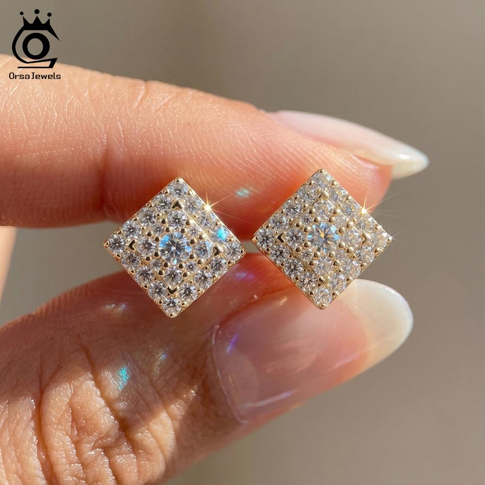 ORSA JEWELS Изумительные серьги из стерлингового серебра 925 пробы с муассанитом по всей поверхности для женщин, муассанит цвета D, свадебные украшения MOE25