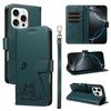 Leather Wallet Flip Case For OPPO Reno 15 Pro Max mini 15F 14 14F 13 13F 12 12F 11 11F 10 Cat and Butterfly Embossed,Wrist Strap