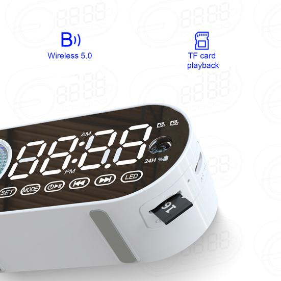 Портативная беспроводная колонка зеркальные часы с эффектом погружения, ослепительным стереозвуком, усиленными басами, совместимая с Bluetooth