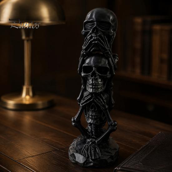 Канцелярские принадлежности Настольный Декор 3D Печатная Статуэтка Тройного Черепа, Хэллоуин Ужасы Не слышишь Зло Не видишь Зло Не говоришь Зло Фигурка, Креативный Декор для