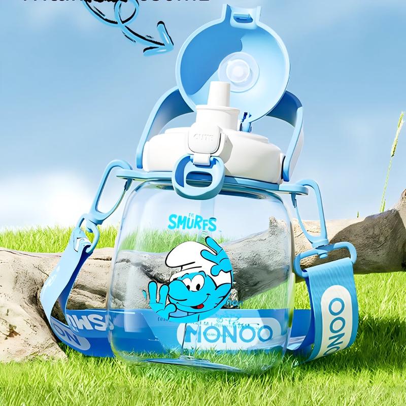 NONOO Kids 650ml Smurf Stainless Steel Straw Bottle