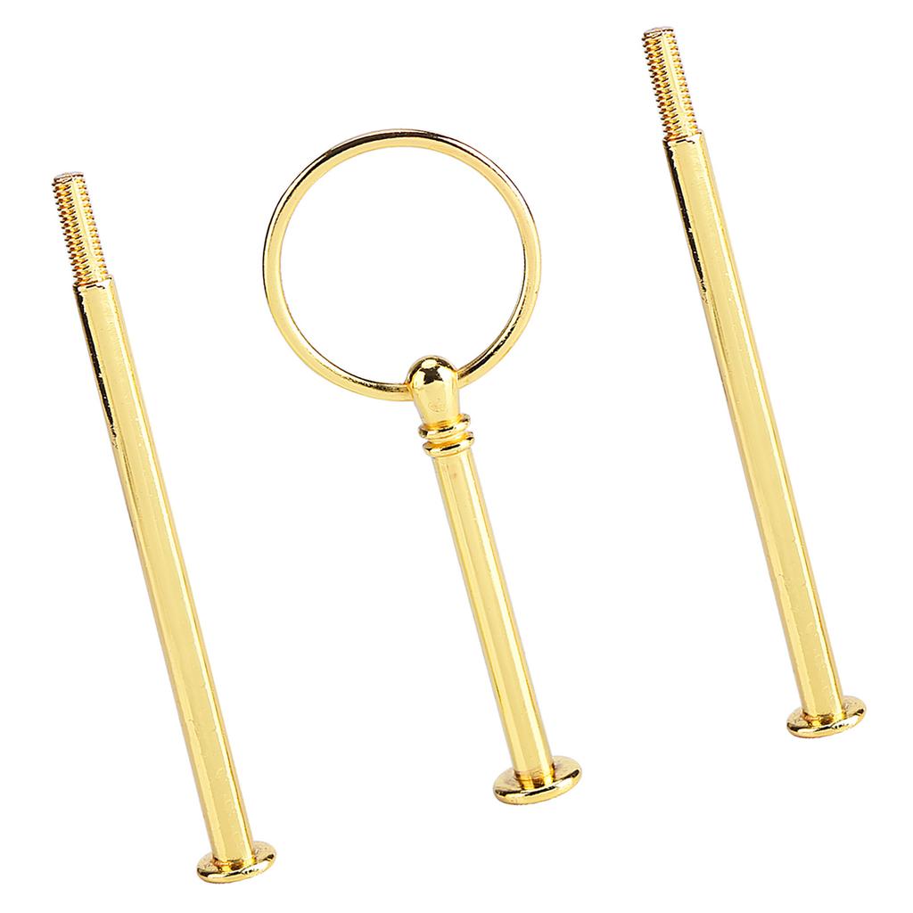 Multi Tiers Cake Tray Stand Handle Fruit Plate Hardware Fitting Holder(3-tiers Round Gold)