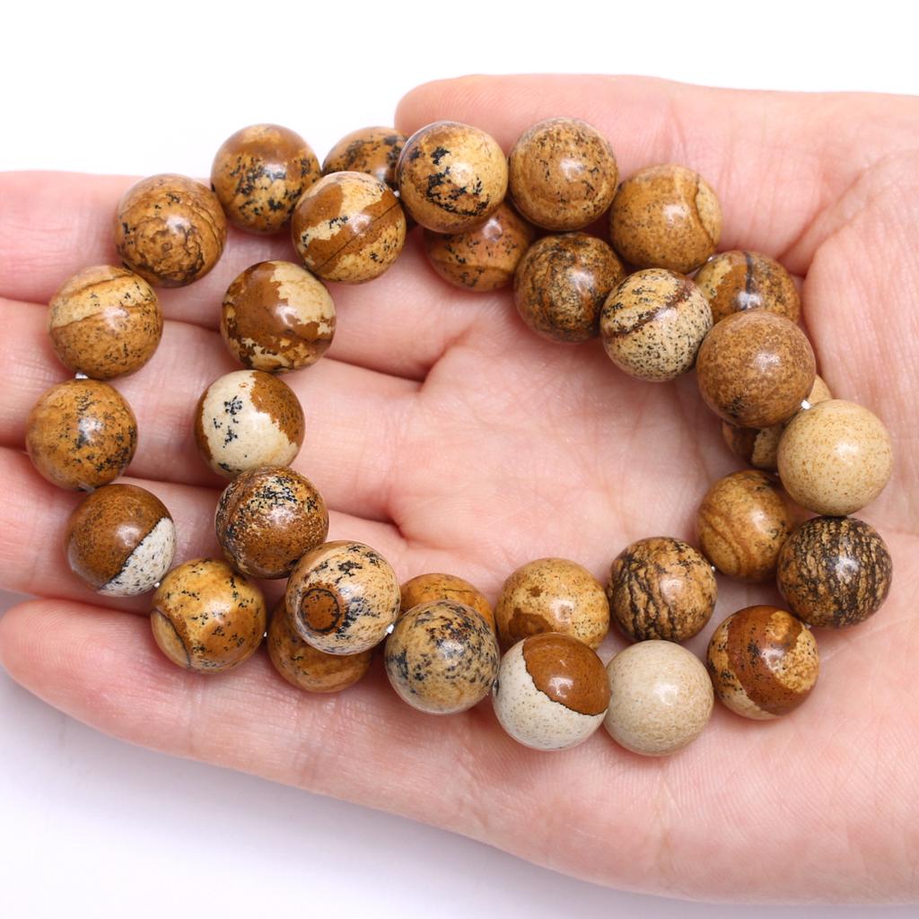 40-15 шт. 4-12 мм изображение яшмы натуральный круглый камень бусины DIY ожерелья аксессуары для изготовления ювелирных изделий