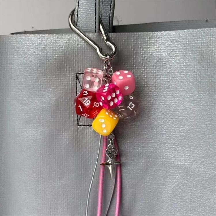 Stylish Phone Case Pendant Dices Hanging Charm Multipurpose Cube Amulet Backpack Accessory Fashion Jewelry for Purse