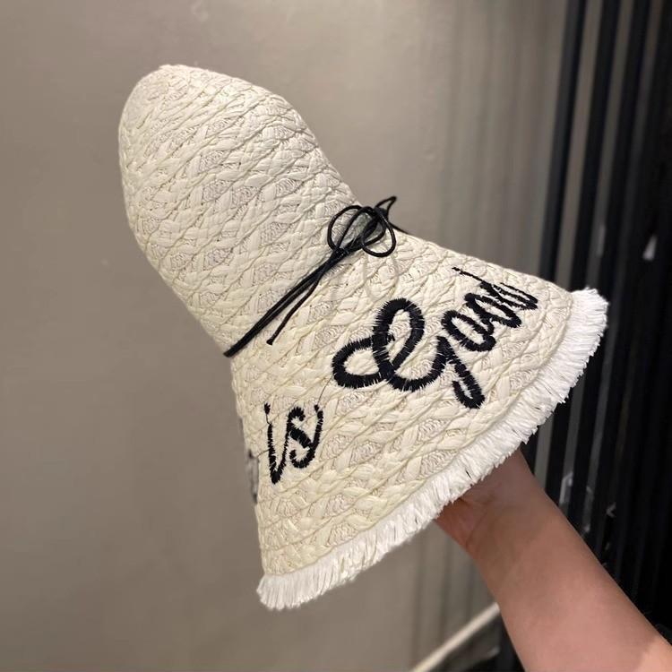 Beach hat vacation brim travel letters summer seaside children raffia hat sun protection female sunshade versatile big
