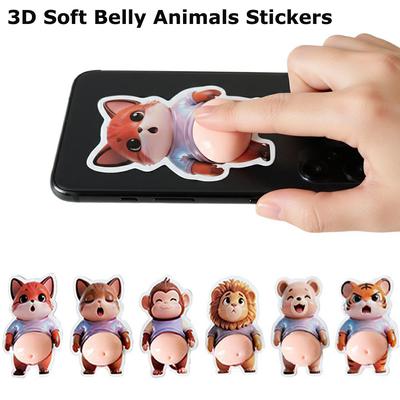 Милые животные 3D объемные наклейки, Мягкие 3D милые животики, Декоративные наклейки для чехла телефона, Скрапбукинга, DIY декора