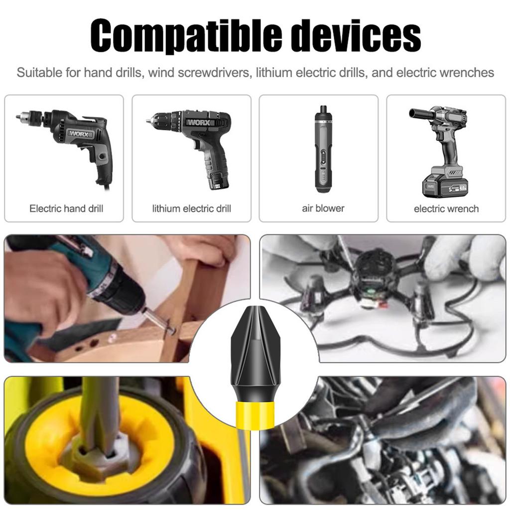 10Pcs Screwdriver Bit Hexagonal Shank Electric Drill Bit Set Screw Drill Head Power Tool Drill Attachment Part