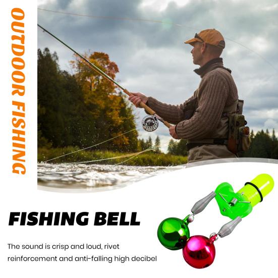 Fishing Rod Bait Alarm Bell with LED Light Dual Ring Bells Fishing Bite