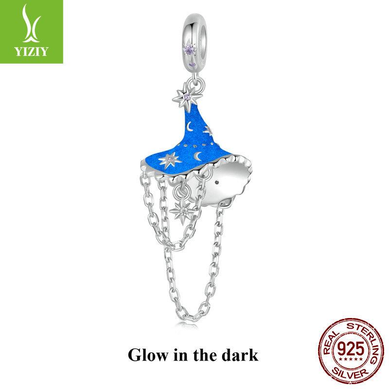 Halloween Luminous Color-Changing Hat Diy Pendant Accessories, Cross-Border Accessories S925 Sterling Silver Beads