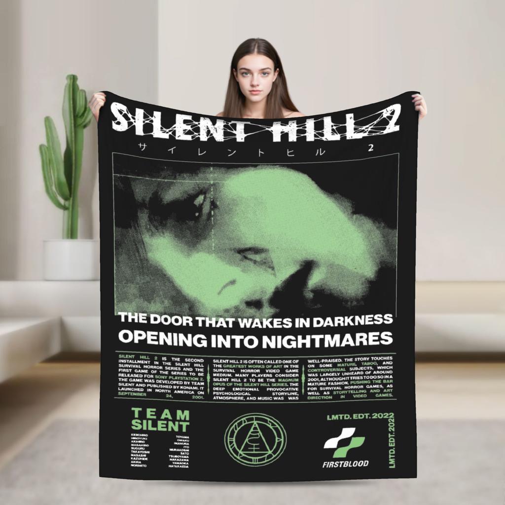 Silent Hill Blanket Flannel Print Halloween Horror Breathable Super Soft Throw Blankets for Bed Car Bedding Throws