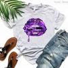 2024 Hot Sale Black T Shirt Unisex Pink Glitter Lips Graphic Print Tshirt Femme Luxurious Makeup Sexy Tshirt Haut Femme