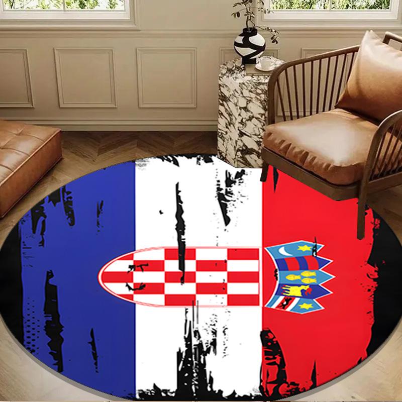 Croatian Football Pride Round mat, Anti-slip Circle Carpet Chair rug For livingroom,Bedroom, doormat home decor Gift Christmas Gifts