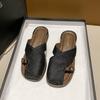 Римские полутапочки женские летние дышащие в китайском стиле новые маленькие с вырезами с юбкой внешняя сумка головные тапочки