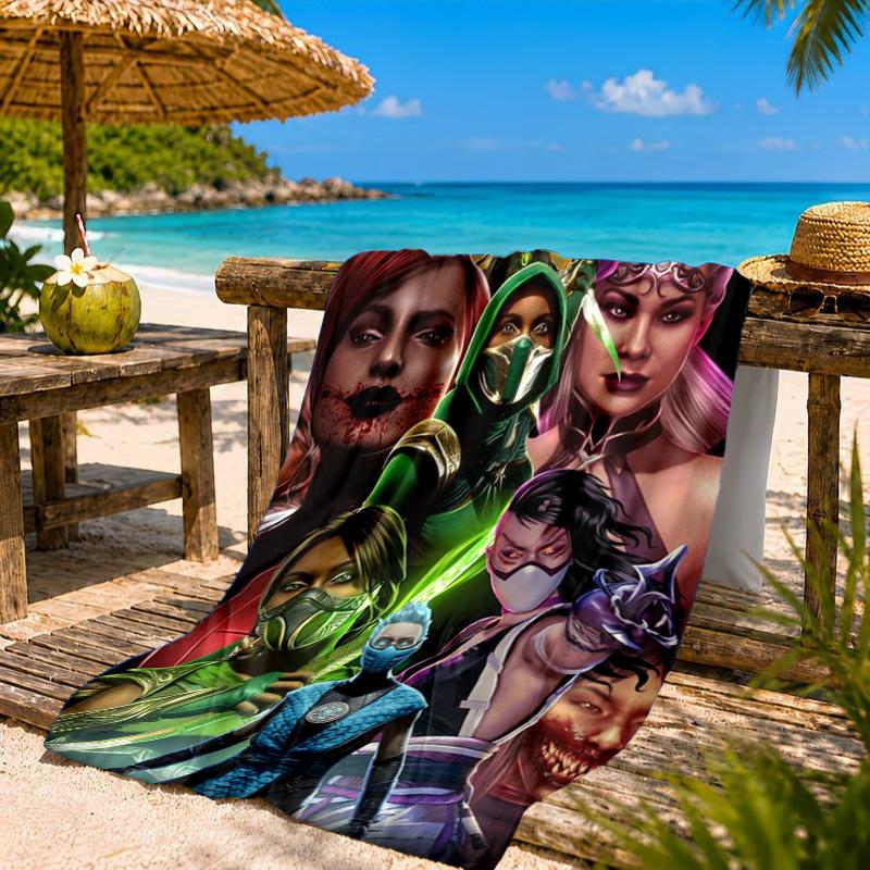 Dark Warrior's Mortal Kombat Beach Towel, Quick-drying, Easy to Care for, Suitable for Both Fitness and Beach Vacations,Sports Essential