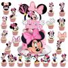 29 X Minnie Mouse Cake Topper, Cupcake Decoration Supplies For Themed Party