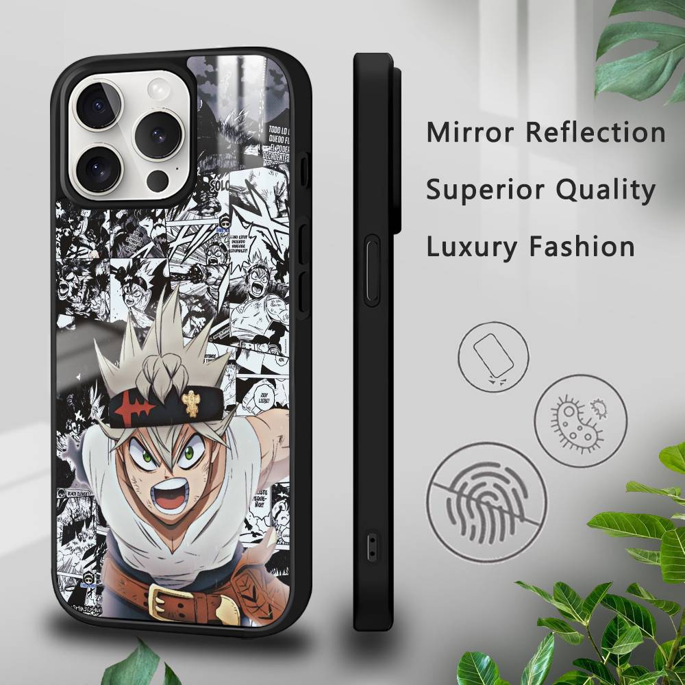 Anime B-Black C-Clover Phone Case For iPhone 16 15 14 13 12 11 Pro Xs Max Mini Plus Celulares Hard Funda