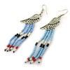 [N4647] - Silver Blue 'Navajo' Earrings