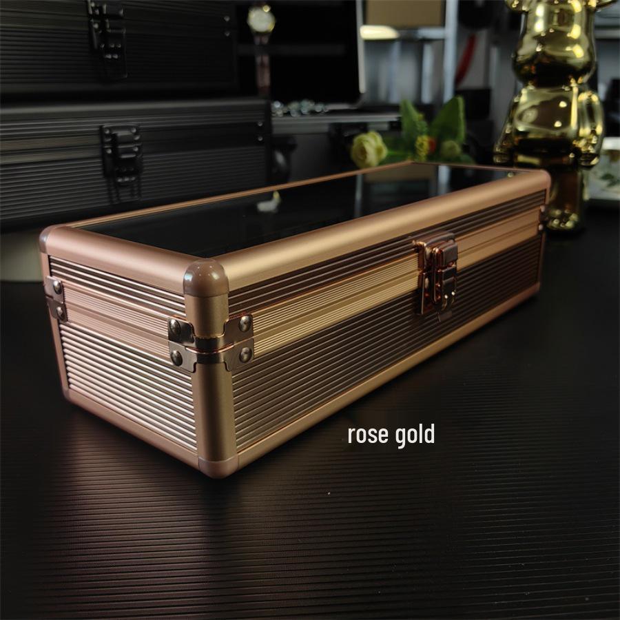 Алюминиевая коробка для хранения часов с 4 отделениями - Ударопрочный и запираемый подарочный кейс