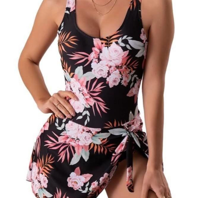 Bikini women's skirt sexy slim digital printing split swimsuit bikini European and American swimsuit