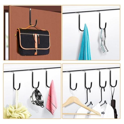 Samcos Door Hanger Hooks, Set of 4, Door Hanger Hooks, Space-Saving, Easy Installation, Scratch-Resistant, Compact, Multi-Functional for Entryways, Ba