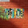 2D Flat, 1pc "HAPPY CAMPER" License Plate Style Aluminum Sign, 12''x6'' Colorful Retro Wall Decor, Perfect for Camper, Cabin & Outdoor Themed