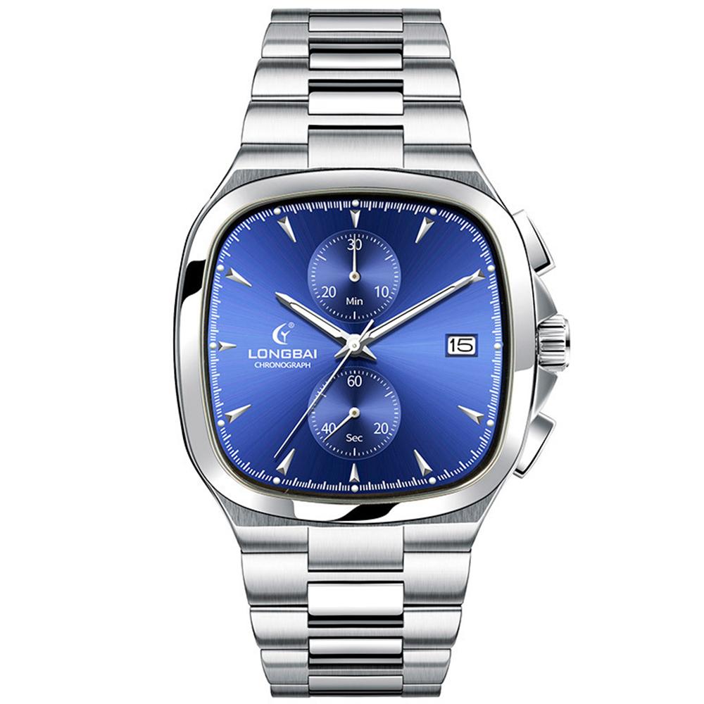 Luxury Chronograph Watch Men Business Chrono Quartz Wristwatches Square Sports Watch VK61 Movt 50M Waterproof Clock Gift Longbai