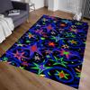 Bowling Alley Arcade Retro Rug – 90s Vintage Carpet for Gamer Room Home Theater, Non-Slip Floor Mat with Star Pattern