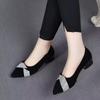 Fashion Pointed Toe Rubber Shallow Mouth Low Heel Suede Square Heel Single Shoes Women Low Top Fashion Casual Shoes