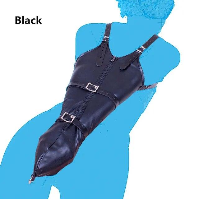 Arm Behind Back Armbinder Restraints Leather Zipper Handcuffs Sex Toys for Men Women Fetish Bdsm Bondage Slave Role Play Flirt