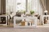 100 cm Long Coffee Table with Two Storage Compartments, 3 cm Thick Tabletop, Suitable for Living and Bedroom, Modern Design, White, 100*50*44.5cm