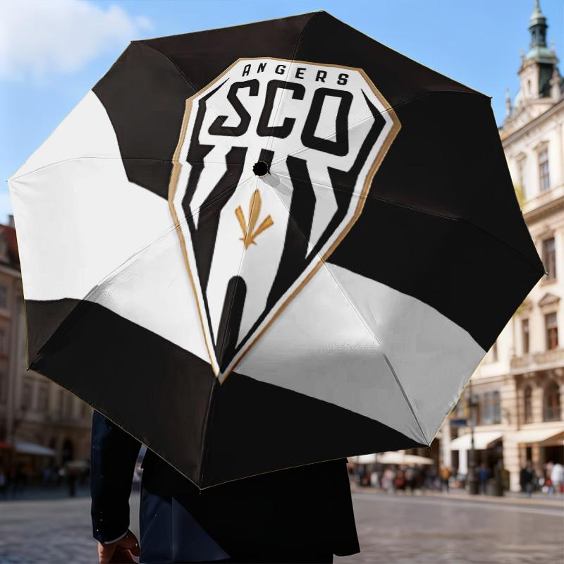 Angers Sco Team Crest Automatic Folding Umbrella - 8-Rib Travel Umbrella with Auto Open/Close & Portable Gifts for holidays or birthdays