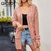 Женские модные повседневные однотонные кардиганы с длинными рукавами и осенне-зимним принтом