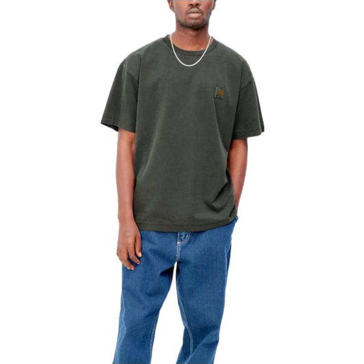 Carhartt WIP FW22 Однотонная футболка с коротким рукавом Мужские Топы Военно-зеленый I030780_0WH_GD