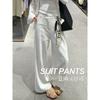 White Linen Suit Pants Women's Autumn New Women's Loose Lazy Style Casual Cotton and Linen Small Wide-leg Pants
