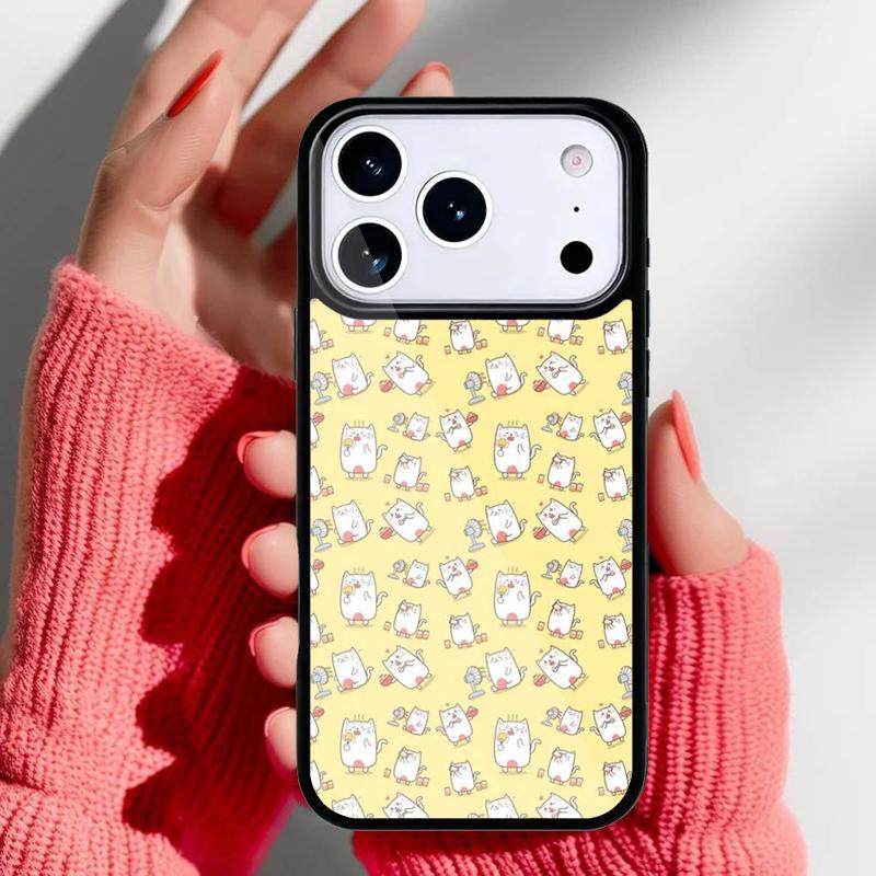 Мультяшный Кот Мороженое Забавное Животное Чехол для Телефона для iPhone 17 16 15 14 13 Pro Max Задняя Крышка для 12 11 Pro Coque