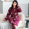Winter Three Layer Thick Keep Warm Quilted Jacket Women's Pajamas Floral Pijamas Sleepwear